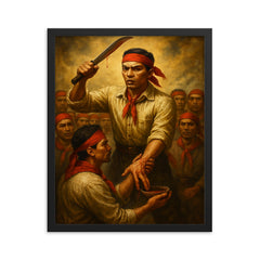 Andres Bonifacio Katipunan blood oath framed print on a plain backdrop in size 16"x20".