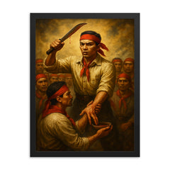 Andres Bonifacio Katipunan blood oath framed print on a plain backdrop in size 18"x24".