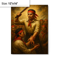 Andres Bonifacio Katipunan blood oath metal print on a plain backdrop in size 12"x16".