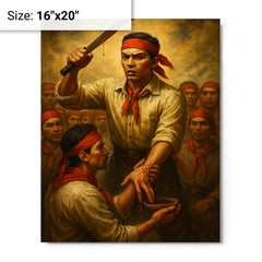 Andres Bonifacio Katipunan blood oath metal print on a plain backdrop in size 16"x20".