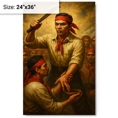 Andres Bonifacio Katipunan blood oath metal print on a plain backdrop in size 24"x36".