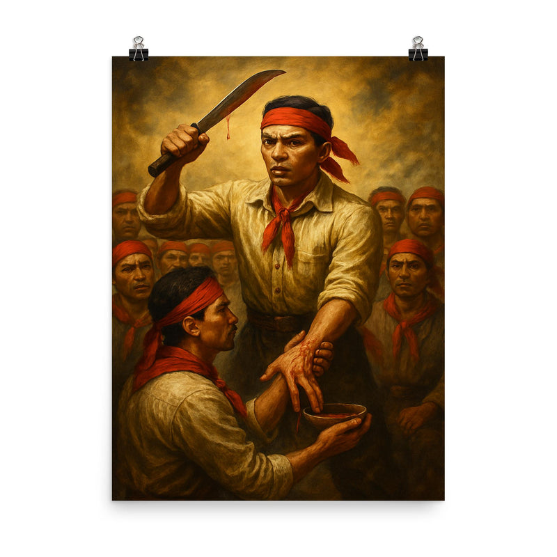Andres Bonifacio Katipunan blood oath poster on a plain backdrop in size 8
