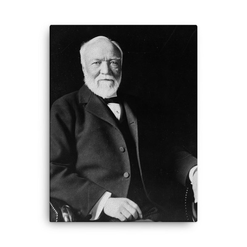 Andrew Carnegie canvas print on a plain backdrop in size 18