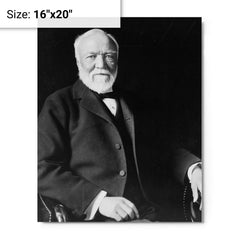 Andrew Carnegie metal print on a plain backdrop in size 16"x20".