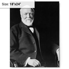 Andrew Carnegie metal print on a plain backdrop in size 18"x24".