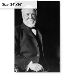 Andrew Carnegie metal print on a plain backdrop in size 24"x36".