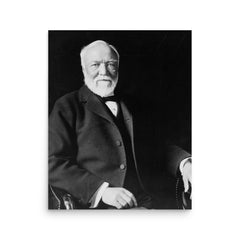 Andrew Carnegie poster on a plain backdrop in size 16"x20".