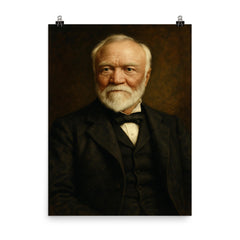 Andrew Carnegie poster on a plain backdrop in size 8"x10".