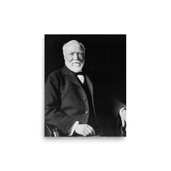 Andrew Carnegie poster on a plain backdrop in size 8"x10".