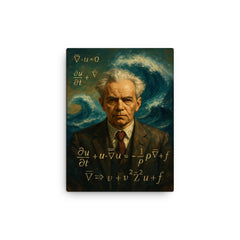 Andrey Kolmogorov before turbulent equations and waves canvas print on a plain backdrop in size 12"x16".