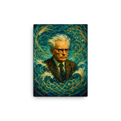 Andrey Kolmogorov under turbulent probability waves canvas print on a plain backdrop in size 12"x16".