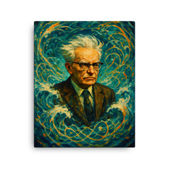 Andrey Kolmogorov under turbulent probability waves canvas print on a plain backdrop in size 16"x20".