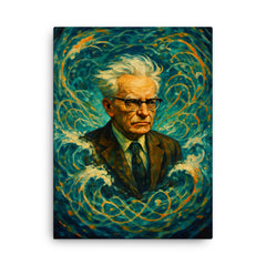 Andrey Kolmogorov under turbulent probability waves canvas print on a plain backdrop in size 18"x24".