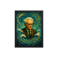 Andrey Kolmogorov under turbulent probability waves framed print on a plain backdrop in size 12"x16".