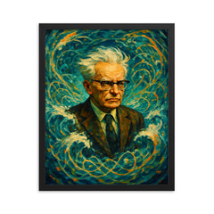 Andrey Kolmogorov under turbulent probability waves framed print on a plain backdrop in size 16"x20".
