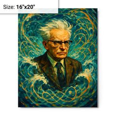 Andrey Kolmogorov under turbulent probability waves metal print on a plain backdrop in size 16"x20".