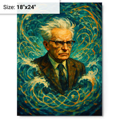 Andrey Kolmogorov under turbulent probability waves metal print on a plain backdrop in size 18"x24".