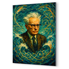 Andrey Kolmogorov under turbulent probability waves metal print mockup