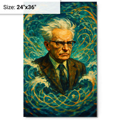 Andrey Kolmogorov under turbulent probability waves metal print on a plain backdrop in size 24"x36".