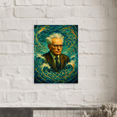 Andrey Kolmogorov under turbulent probability waves metal print mockup