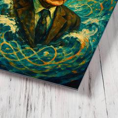 Andrey Kolmogorov under turbulent probability waves metal print mockup