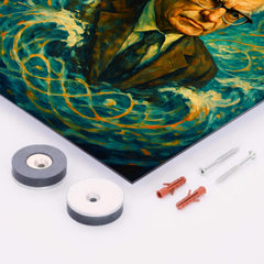 Andrey Kolmogorov under turbulent probability waves metal print mockup