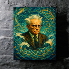 Andrey Kolmogorov under turbulent probability waves metal print mockup