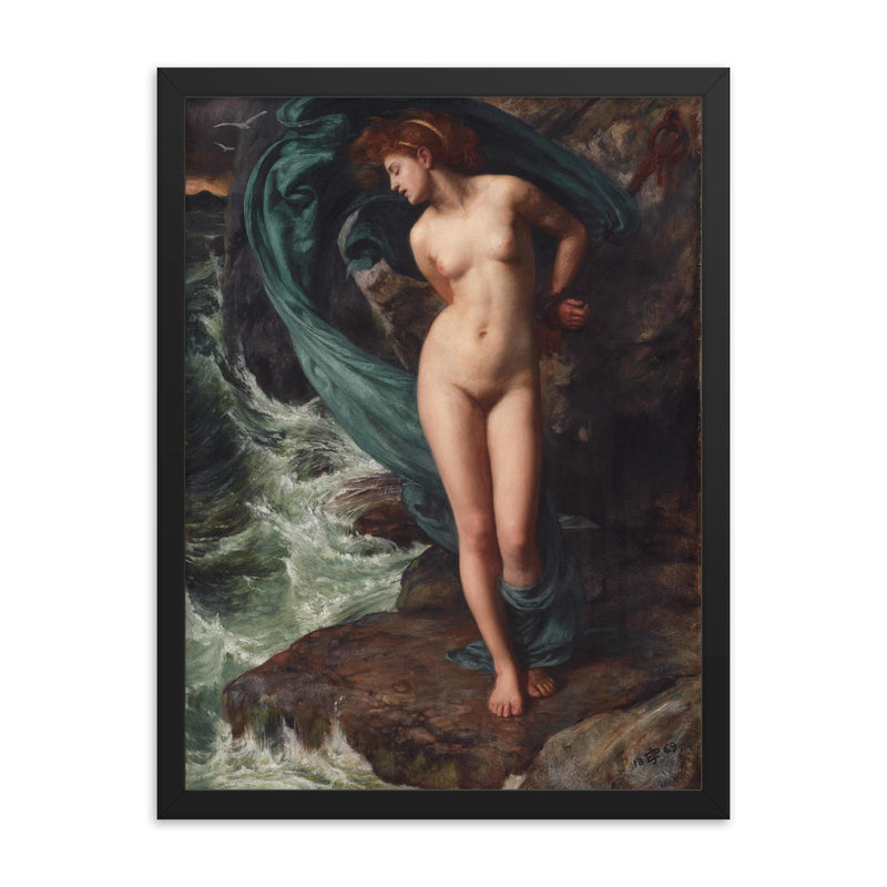 Andromeda by Edward John Poynter framed print on a plain backdrop in size 18