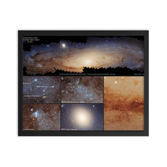 Andromeda Galaxy mosaic  Hubble 2015 framed print on a plain backdrop in size 16"x20".
