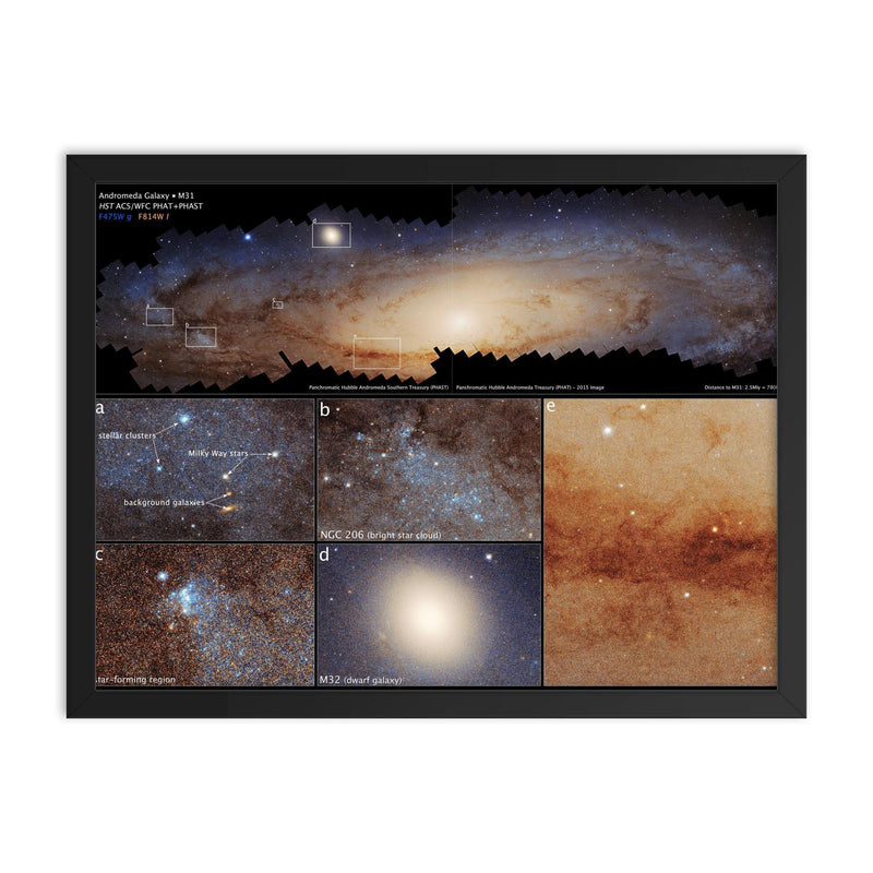 Andromeda Galaxy mosaic  Hubble 2015 framed print on a plain backdrop in size 18