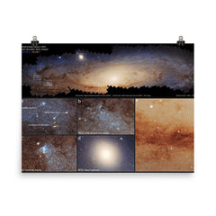 Andromeda Galaxy mosaic  Hubble 2015 poster on a plain backdrop in size 8"x10".
