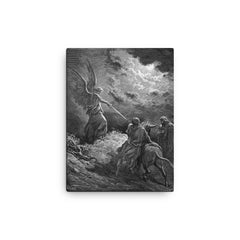 Angel Appears to Balaam by Gustave Dore, 1866 canvas print on a plain backdrop in size 12"x16".