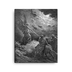 Angel Appears to Balaam by Gustave Dore, 1866 canvas print on a plain backdrop in size 16"x20".