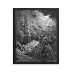 Angel Appears to Balaam by Gustave Dore, 1866 framed print on a plain backdrop in size 16"x20".