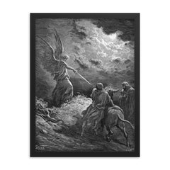 Angel Appears to Balaam by Gustave Dore, 1866 framed print on a plain backdrop in size 18"x24".