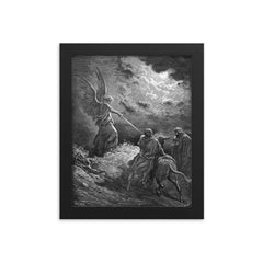 Angel Appears to Balaam by Gustave Dore, 1866 framed print on a plain backdrop in size 8"x10".
