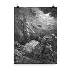 Angel Appears to Balaam by Gustave Dore, 1866 poster on a plain backdrop in size 8"x10".