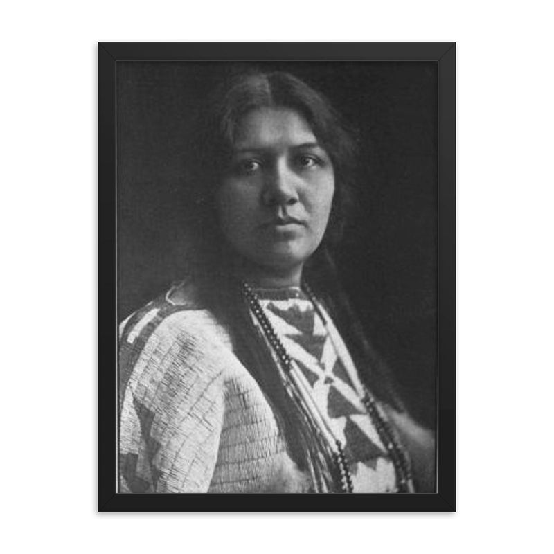 Angel De Cora framed print on a plain backdrop in size 18