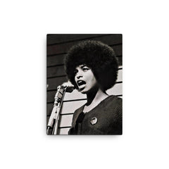 Angela Davis canvas print on a plain backdrop in size 12"x16".