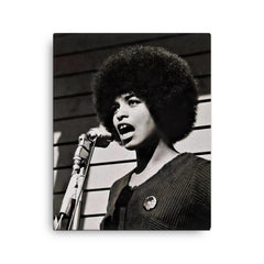 Angela Davis canvas print on a plain backdrop in size 16"x20".