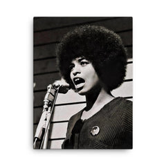 Angela Davis canvas print on a plain backdrop in size 18"x24".