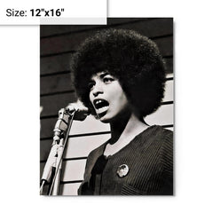 Angela Davis metal print on a plain backdrop in size 12"x16".