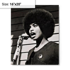 Angela Davis metal print on a plain backdrop in size 16"x20".