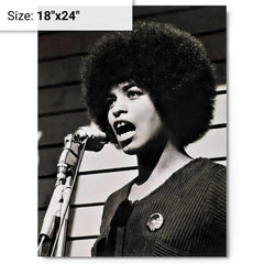 Angela Davis metal print on a plain backdrop in size 18"x24".