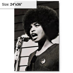 Angela Davis metal print on a plain backdrop in size 24"x36".