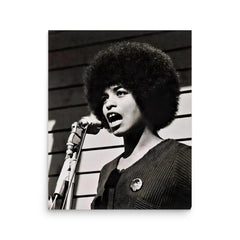 Angela Davis poster on a plain backdrop in size 16"x20".