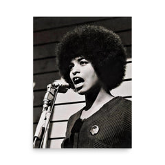 Angela Davis poster on a plain backdrop in size 18"x24".