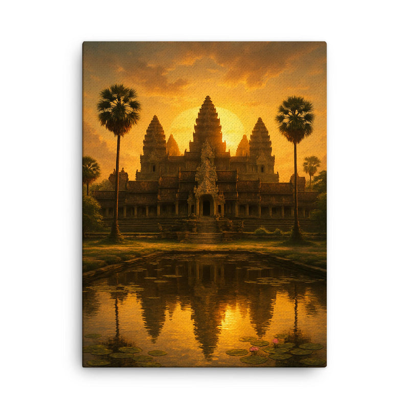 Angkor Wat canvas print on a plain backdrop in size 18