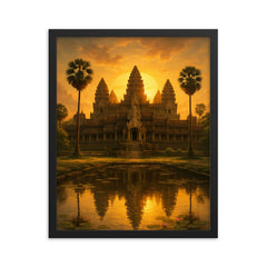 Angkor Wat framed print on a plain backdrop in size 16"x20".