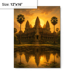 Angkor Wat metal print on a plain backdrop in size 12"x16".